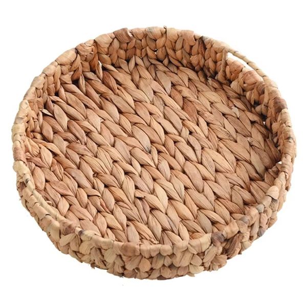 Rattan Wicker Basket Handwoven Fruit Tea Snack Bread Basket Cosmetic Round