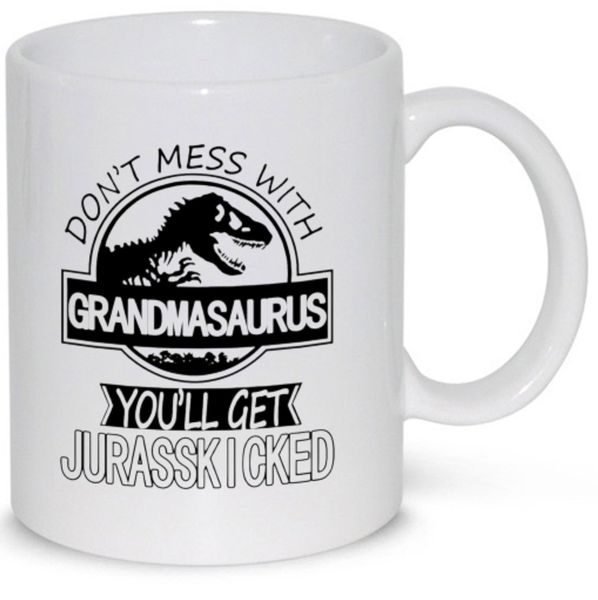 Don't Mess With Grandmasaurus Dinosaur Gift Coffee Mug (15Oz Jumbo Size)