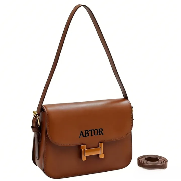 ABTOR Vintage Brown Crossbody Bag 22x17x6cm Adjustable Strap Daily Use