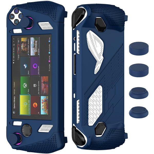 For Rog Ally Stand Protective Case with 2 Pairs Thumb Grips Caps(Blue)