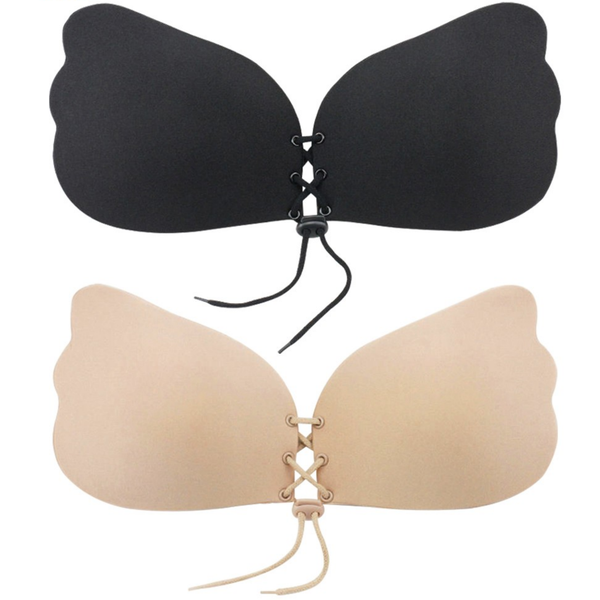 2Pack Adhesive Bra Invisible Bra Drawstring Strapless Bra Push Up Backless
