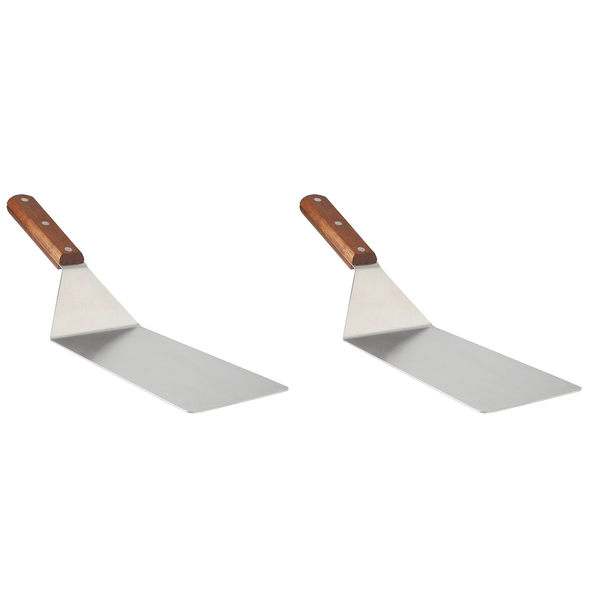 Multi Functional Large Metal Spatula with Wooden Handle and Silicone Tongs
