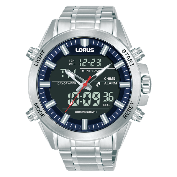 Lorus Men Silver-Blue Metal Analogue &amp; Digital RW665AX9