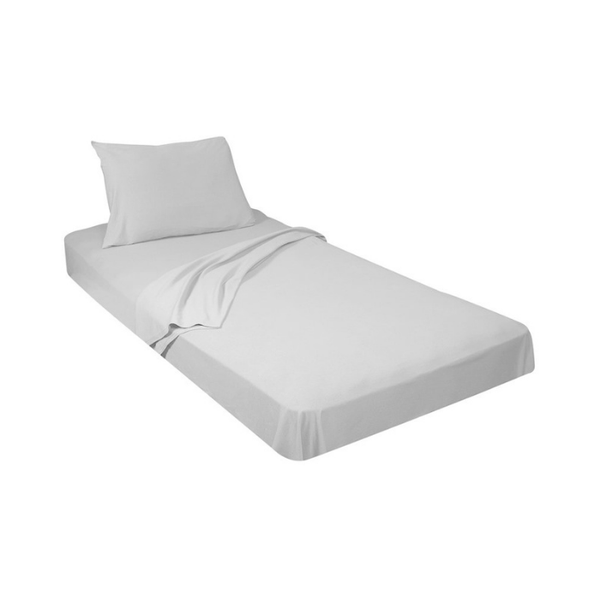 VickyD Bed Sheet Set Wrinkle Resistant Light Grey 3 Piece: Single Bed