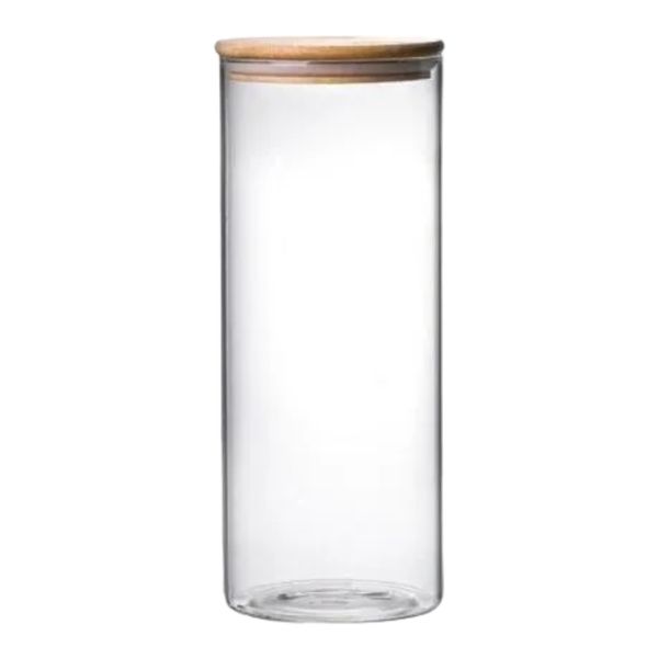Canister 20x8.5cm Borosilicate Glass With Wooden Lid
