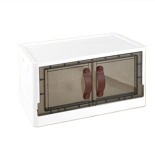 1Pack Collapsible Plastic Storage Bins With Lids 50.8X27.5X27.5cm White