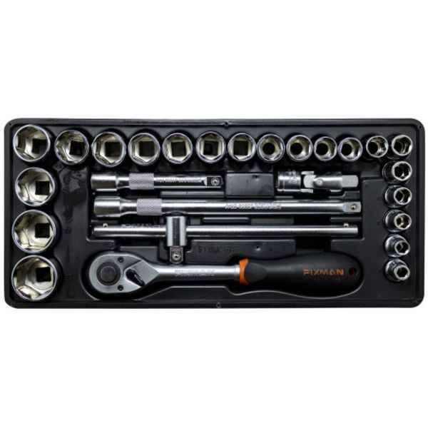 Fixman Tray 26 Piece 1/2" Drive Sockets And Accessories