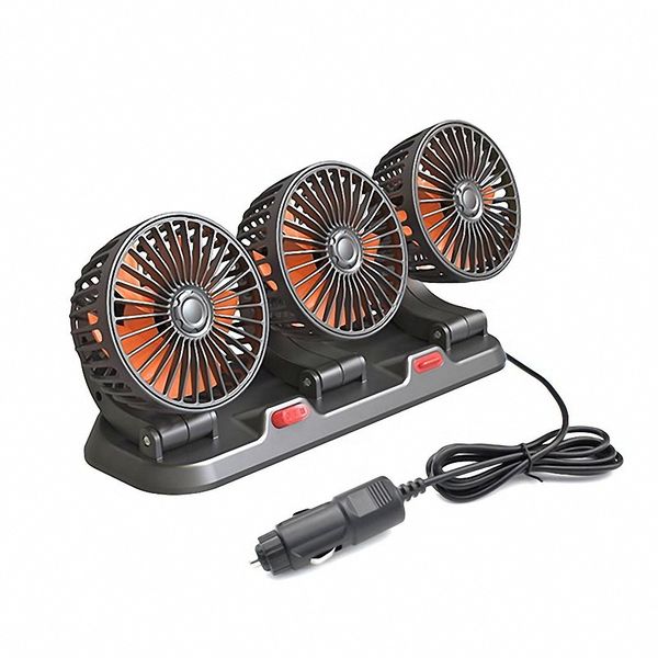 Triple-Head Car Fan Dashboard or Seat Mount Cooling Fan