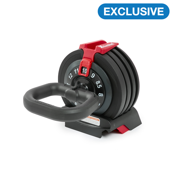 XDumbbell 12KG Adjustable Kettlebell with Storage Base - 1 to 12KG - 12 Weight Increments