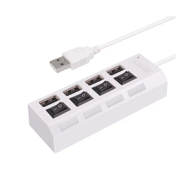 4 Ports USB 2.0 Hub - White