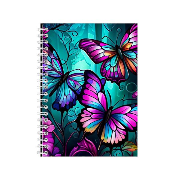 Butterfly Neon Stained Glass Notebook Animal Gift Idea A4 Notepad Pad 88