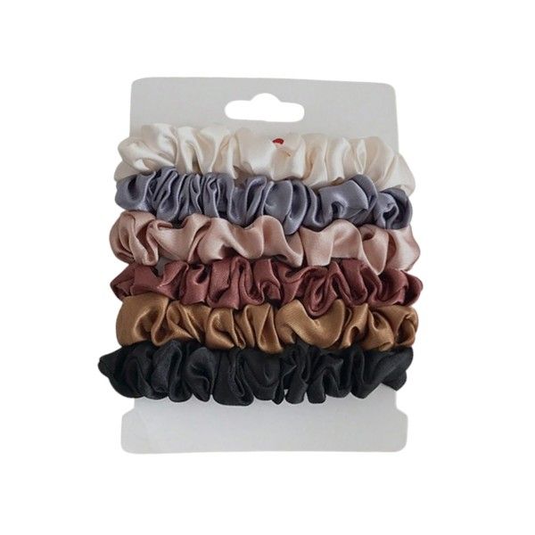 Elegant Satin Silk Medium Size Hair Ties For Women - Multicolor - 6 Piece