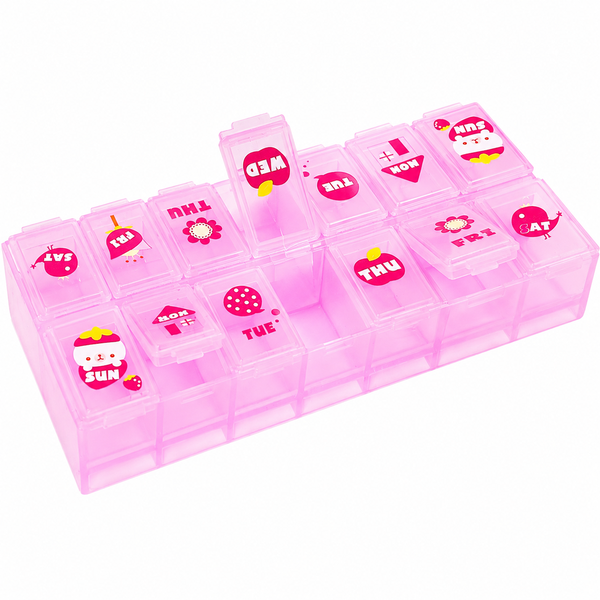 Kids Medication Organiser Box - 14 Compartments for Daily Doses