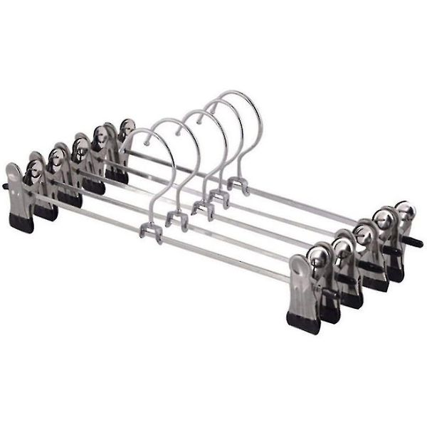 5-Piece Metal Coat &amp; Trouser Hangers - Silver, 28.5 × 12 cm.