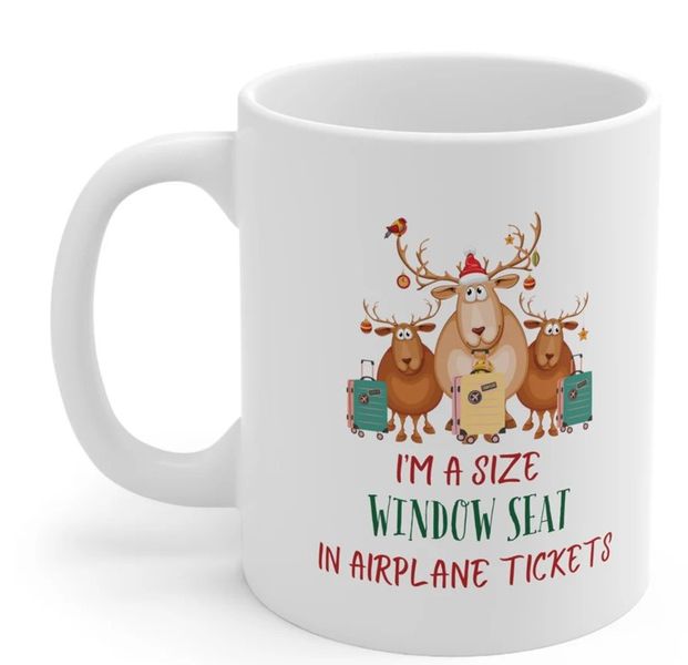 I am A Size Window Seat In Airplane Tickets Christmas Gift Mug