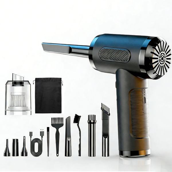 2in1 Compressed Air Duster, Mini Electric Air Blower Cleaner with LED Light