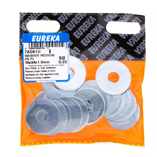 EUREKA Medium Body Washer Zinc Plated 10 x 34 x 1.5mm Q:25 7AD61U