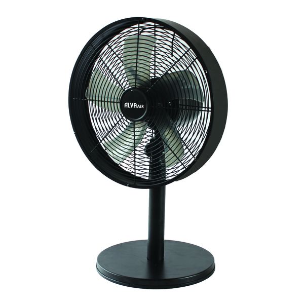 ALVA AIR 30cm Drum Desk Fan | Matte Black | 3 Speed, Oscillating, 35W