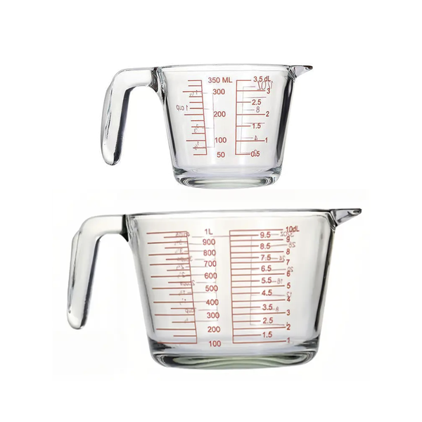 Set of 2 Borosilicate Glass Measuring Cups