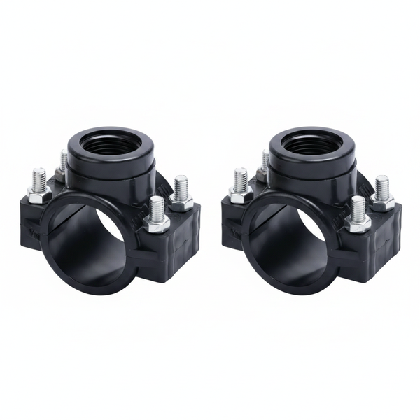 PVC Saddle Compression Fitting 63mm x 1-1/4 inch for Plumbing - 2 Pack