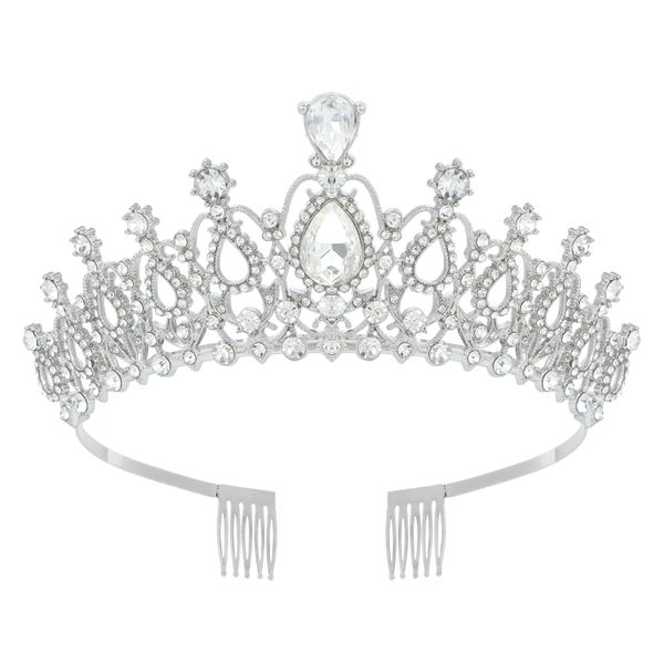 Women Crystal Tiara Crown Bridal Prom Queen Birthday Party Jewellery