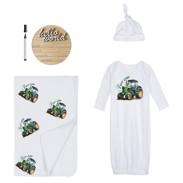 New Born-Sleeping Bag, Swaddle, Hat&amp;Birth Announc-Hello World-God's Miracle