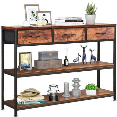 Console Table 3 Drawer Shelf Hallway Entrance Entryway Table Side End Table Image