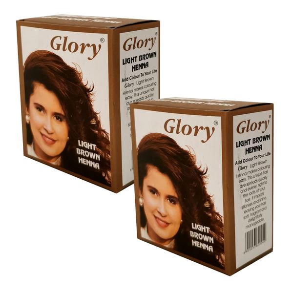 Glory Henna Natural Hair Dye - Ammonia Free - Light Brown - 2 Pack