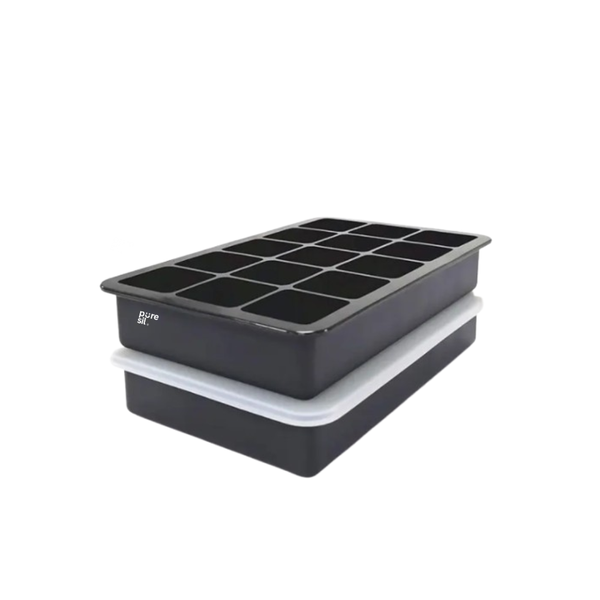 Silicone Ice Tray 15 Cubes with Lid - 2 Pack