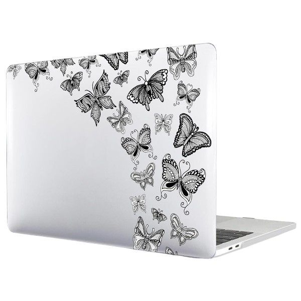 13.3 Inch Transparent Case With Butterfly Design For MacBook Pro - Black