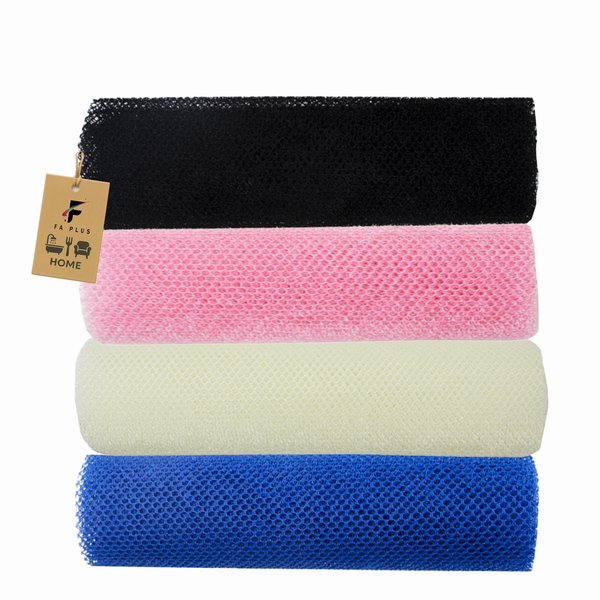 FA PLUS African Net Bath Sponge, 80CM Long Bath Net Shower Exfoliating Set of 4