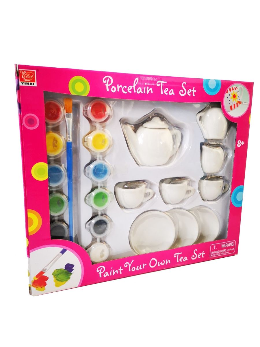 Paint Your Own Tea Set 9 Piece, Paintbrush & 12 Paint Jars Shop