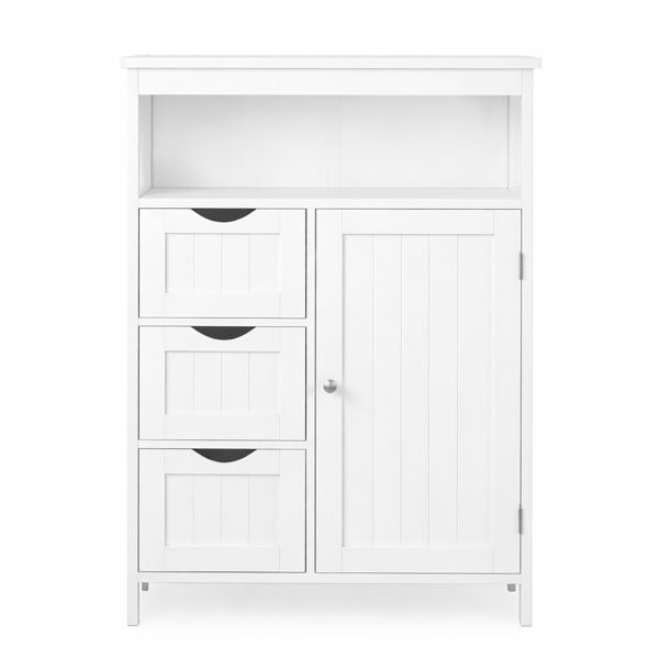 White Freestanding Floor Storage Cabinet - 3 Drawers &amp; Shelf