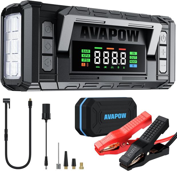 AVAPOW Jump Starter with Air Compressor, 8000A 150PSI Car Battery Booster