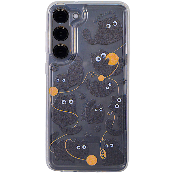 Clear - Phone Case with Black Cats compatible with Samsung S23+