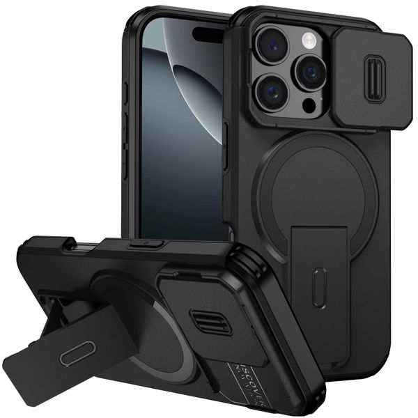 Slide Lens Magnetic Holder Phone Case Compatible With Samsung Galaxy S24 FE