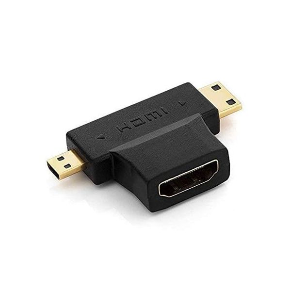 3 in 1 T Shape HDMI Female to Mini &amp; Micro HDMI Male