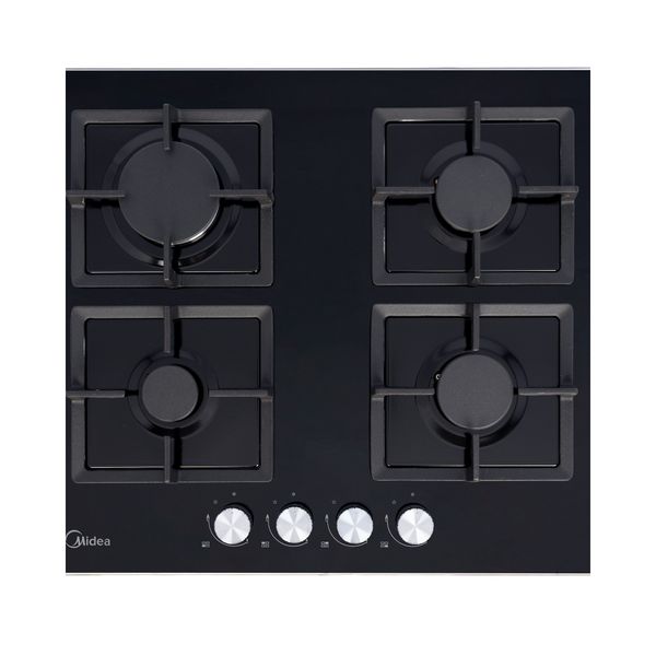 Midea 60cm Gas Hob - 4 Burner Gas on Glass - Cast Iron Supports