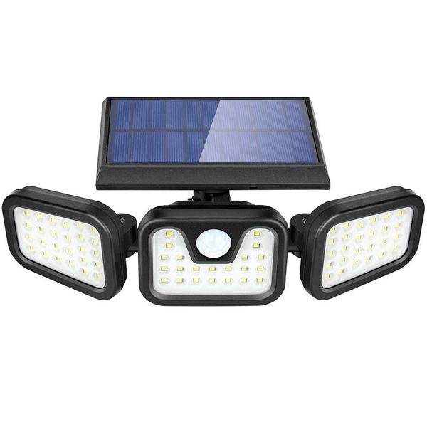 GS 3 Heads Adjustable Solar Motion Sensor Light 270° Illumination 6500K