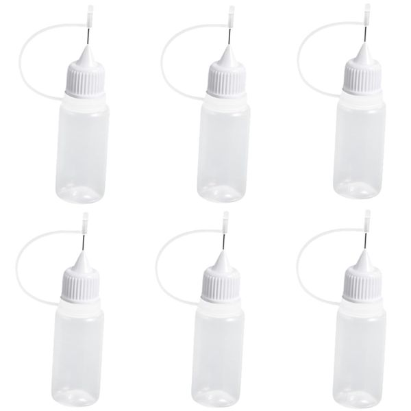 Craft Plastic Refillable Needle Tip Applicator Bottles Set of 6 - 8cm