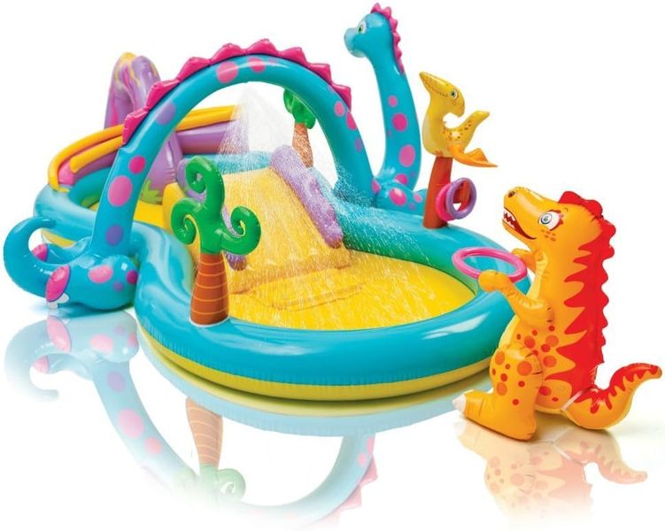 Inflatable Dinosaur Water Play Center with Slide and Sprinkler - 302 x 229