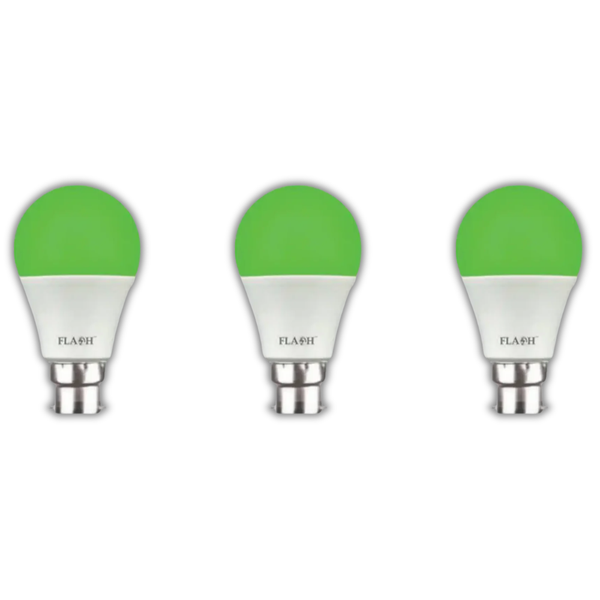 Flash 6W LED Red A60 Bulb B22- 3 Pack