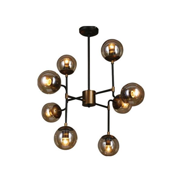 ACDC - 230v 8x40w E14 Pendant Light Black And Brass 750x750mm