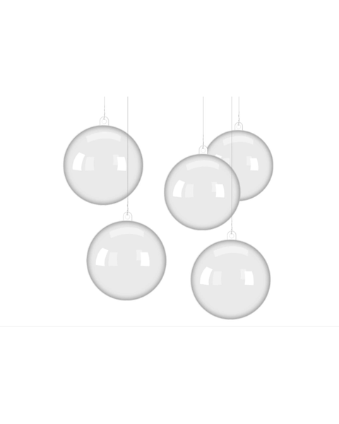 Clear Acrylic Christmas Bauble Set of 5