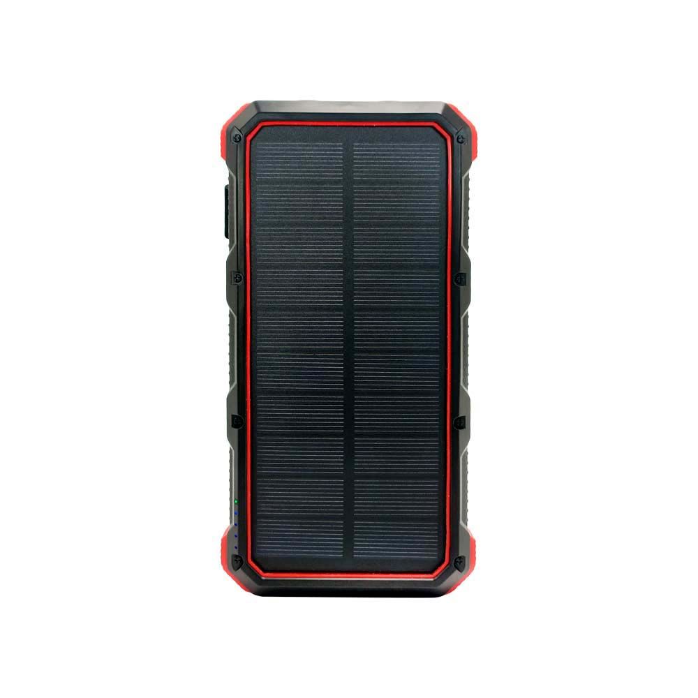 Portable Solar Phone Power Bank with Dual LED Bright Flashlight Red