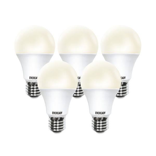 Eveready - LED A60 7W Screw - Pack of 5 - Warm White