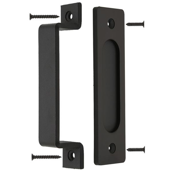 2 Piece Black Barn Door Handles Pull - Sleek Design, Heavy Duty, Easy Install