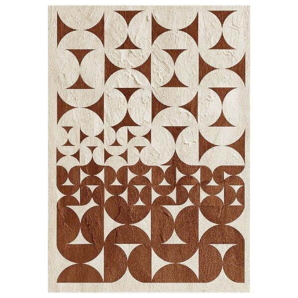 Geometric Retro Pattern Wall Art - Brown and Beige