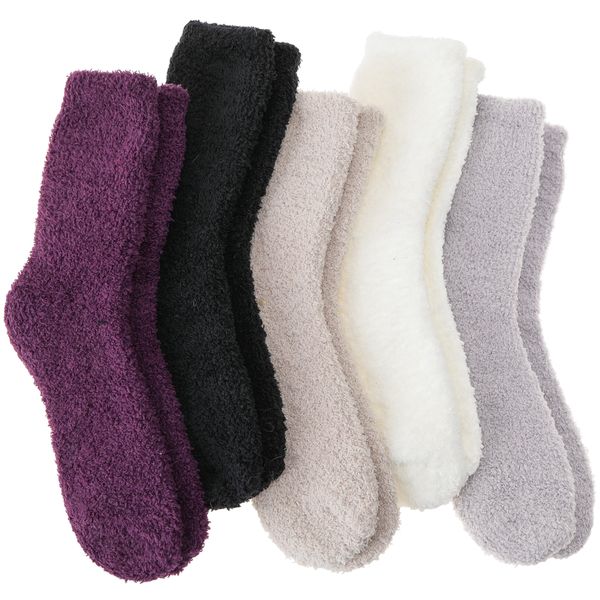 Soft Fluffy Plush Cabin Socks Warm Winter Home Wear - 5 Pairs