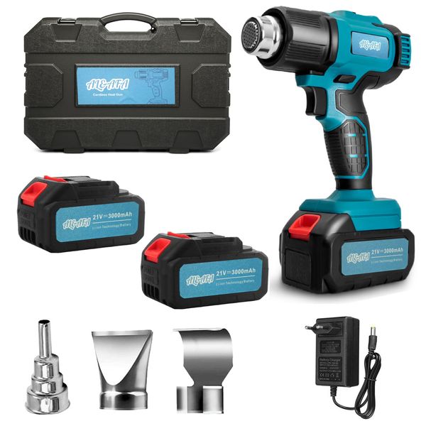 Al&amp;Afa Cordless Heat Gun 21V Kit with 2 Batteries, Nozzles &amp; Case